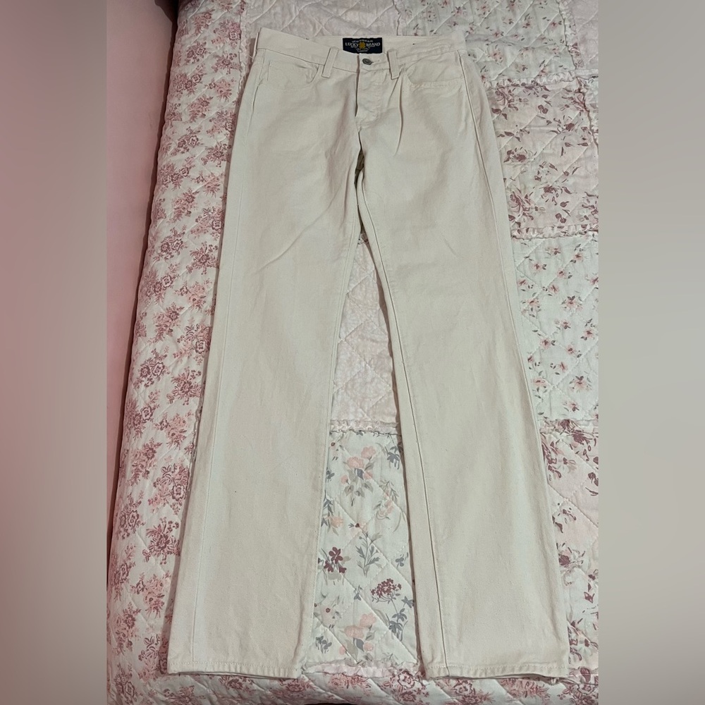 NEW Lucky Brand 121 Heritage Slim (W 28 L 32) Ivory/Cream/White Chino Pants